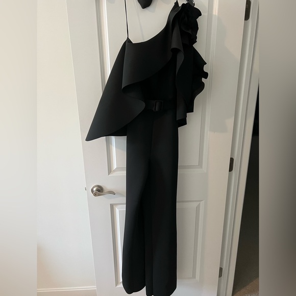 Badgley Mischka Asymmetric Rosette Jumpsuit - Picture 2 of 3